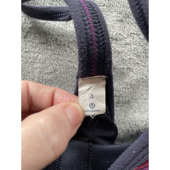 Lululemon Power Y Tank Top Womens 4 Purple Multistripe Shelf Bra Gym Active - Picture 5 of 7